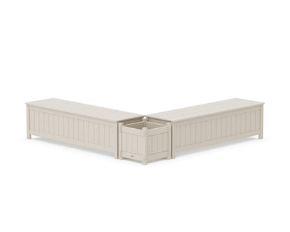 POLYWOOD® 60" Vineyard L- Shaped Planter Storage Bench Set in Sand