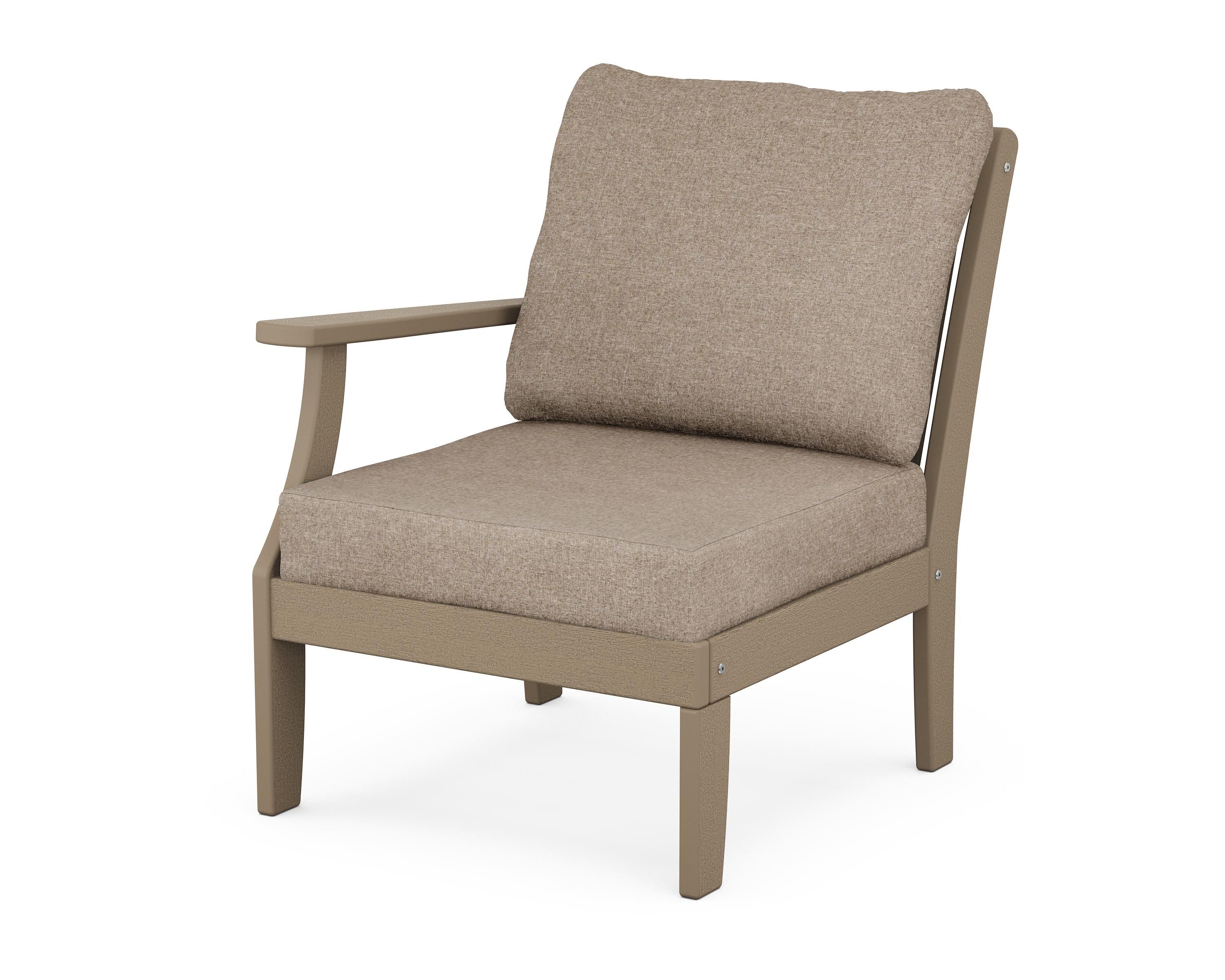 POLYWOOD® Braxton Modular Left Arm Chair in Vintage Sahara / Spiced Burlap