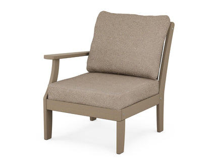 POLYWOOD® Braxton Modular Left Arm Chair in Vintage Sahara / Spiced Burlap