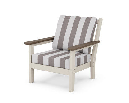 POLYWOOD® Chippendale Deep Seating Chair in Sand / Kona / Cabana Stripe Grey Mist