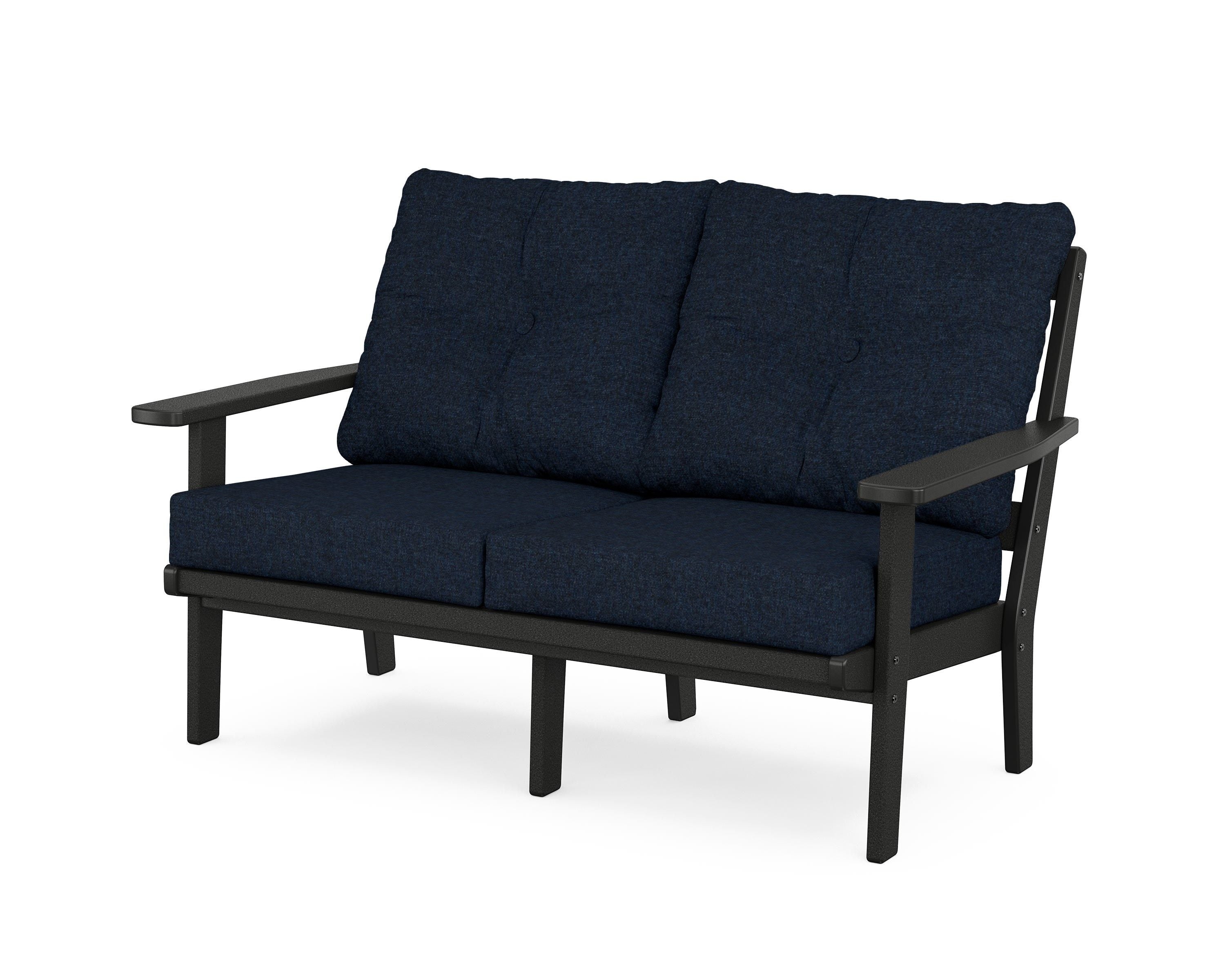 POLYWOOD® Prairie Deep Seating Loveseat in Black / Marine Indigo