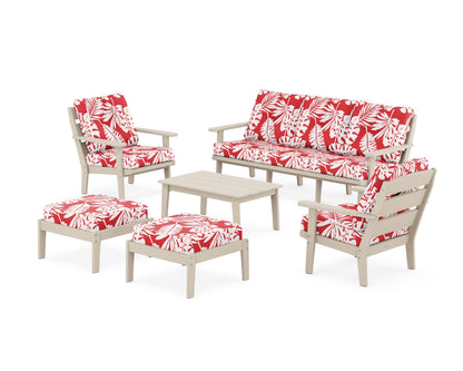POLYWOOD® Lakeside 6-Piece Lounge Sofa Set in Sand / Leaf Crimson