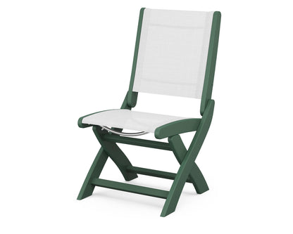 POLYWOOD® Coastal Folding Side Chair in Green / White Sling