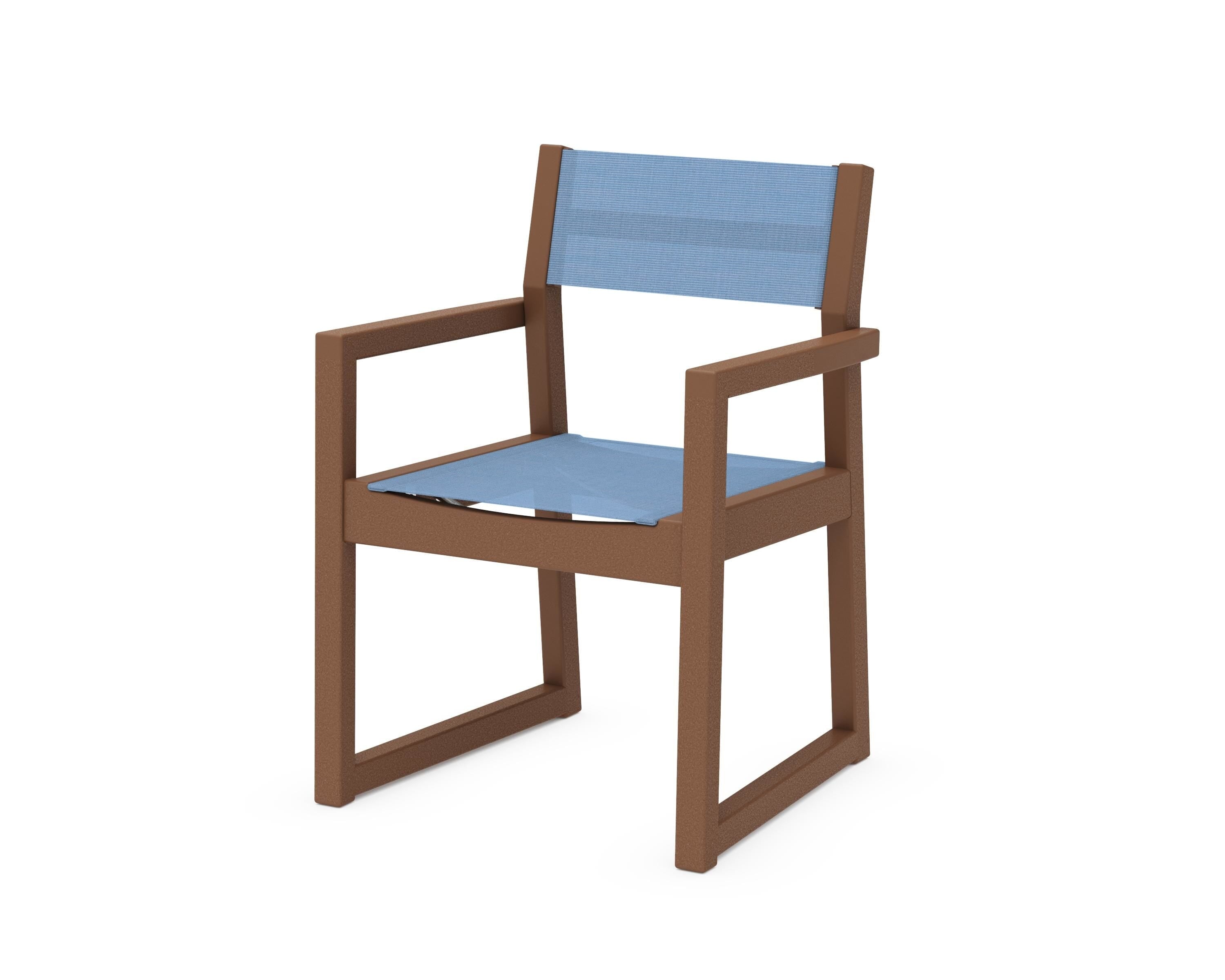 POLYWOOD® EDGE Sling Dining Arm Chair in Teak / Poolside Sling