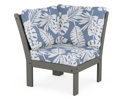POLYWOOD® Vineyard Modular Corner Chair in Slate Grey / Leaf Sky Blue