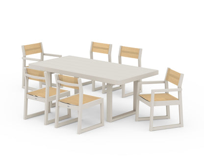 POLYWOOD® EDGE Sling 7-Piece Dining Set in Sand / Dupioni Apricot Sling