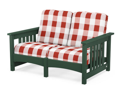 POLYWOOD® Club Mission Loveseat in Green / Buffalo Plaid Crimson