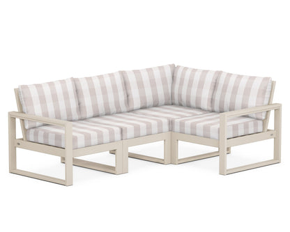 POLYWOOD® EDGE 4-Piece Modular Deep Seating Set in Sand / Buffalo Plaid Dune Burlap