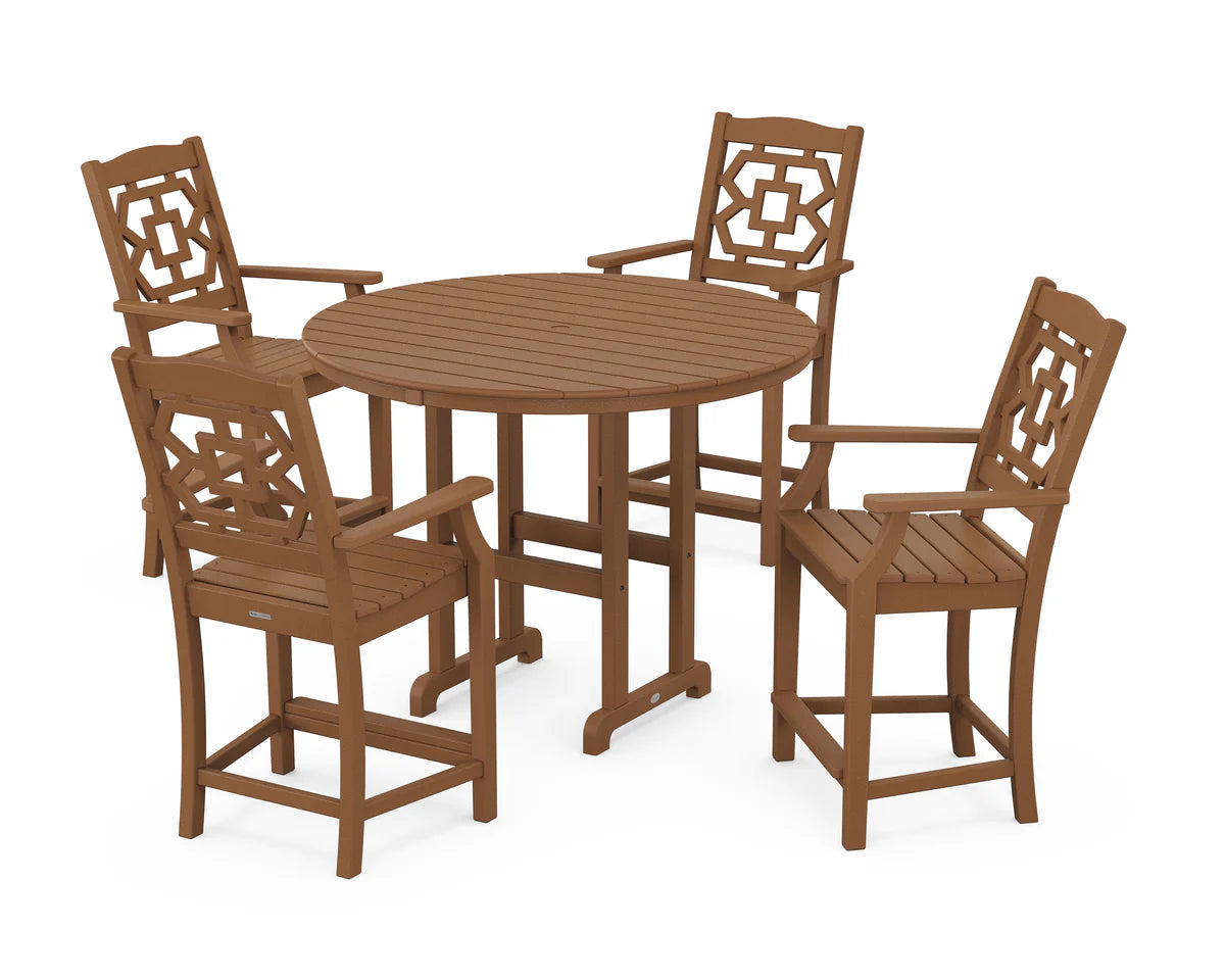 Chinoiserie 5-Piece Round Farmhouse Counter Set