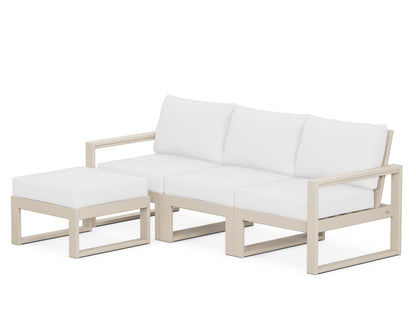 POLYWOOD® EDGE 4-Piece Modular Deep Seating Set with Ottoman in Sand / Natural