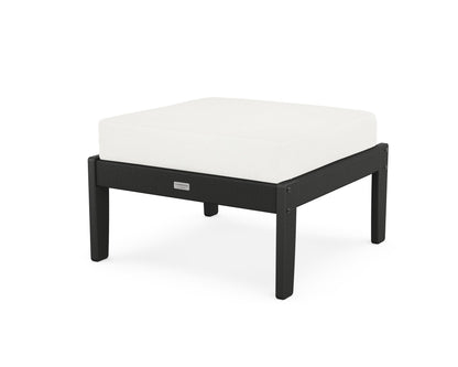 Country Living Cottage Deep Seating Ottoman in Black / Natural Linen