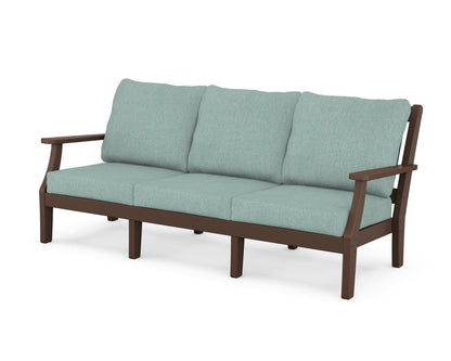 Martha Stewart by POLYWOOD® Chinoiserie Deep Seating Sofa in Mahogany / Glacier Spa