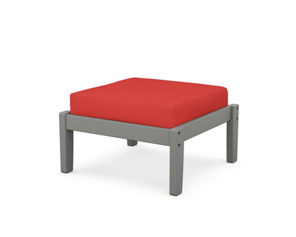 Unbranded Deep Seating Ottoman in Slate Grey / Crimson Linen