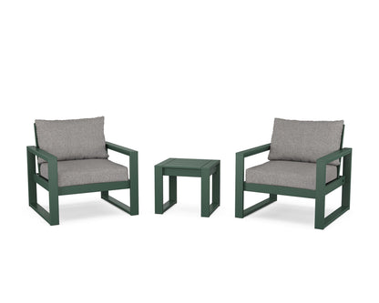 POLYWOOD® EDGE Sectional 3-Piece Deep Seating Set in Green / Grey Mist