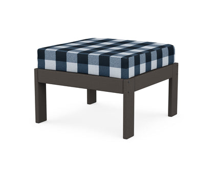 POLYWOOD® Vineyard Modular Ottoman in Vintage Coffee / Buffalo Plaid Marine Indigo