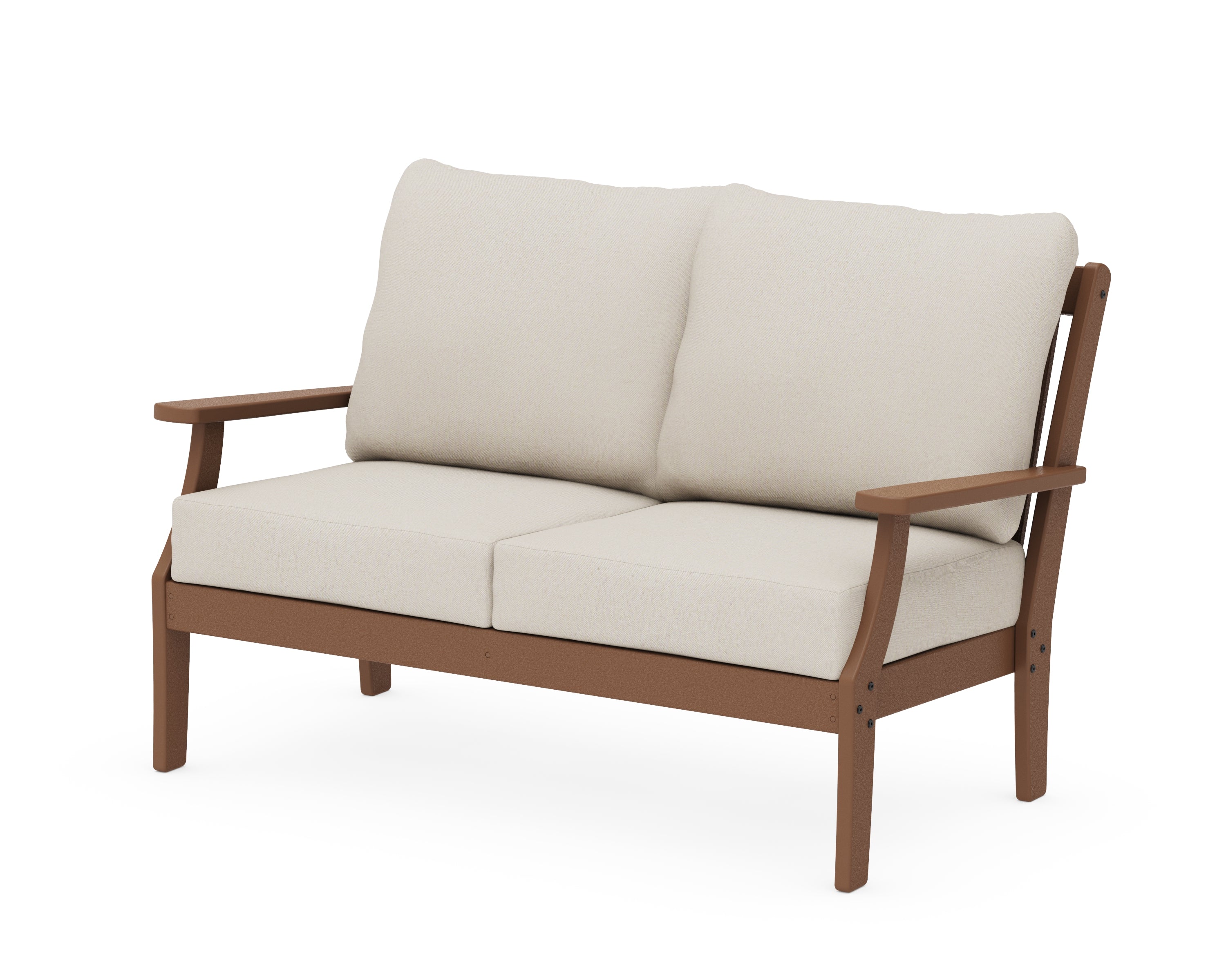 POLYWOOD® Braxton Deep Seating Loveseat in Teak / Dune Burlap