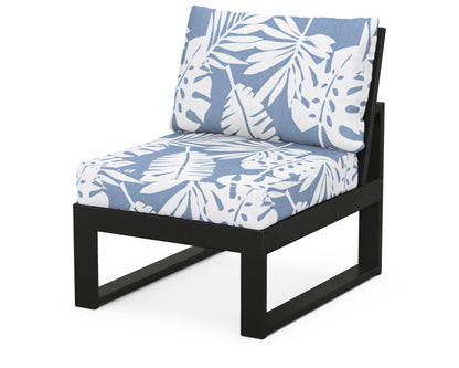 Unbranded Modular Armless Chair in Black / Leaf Sky Blue