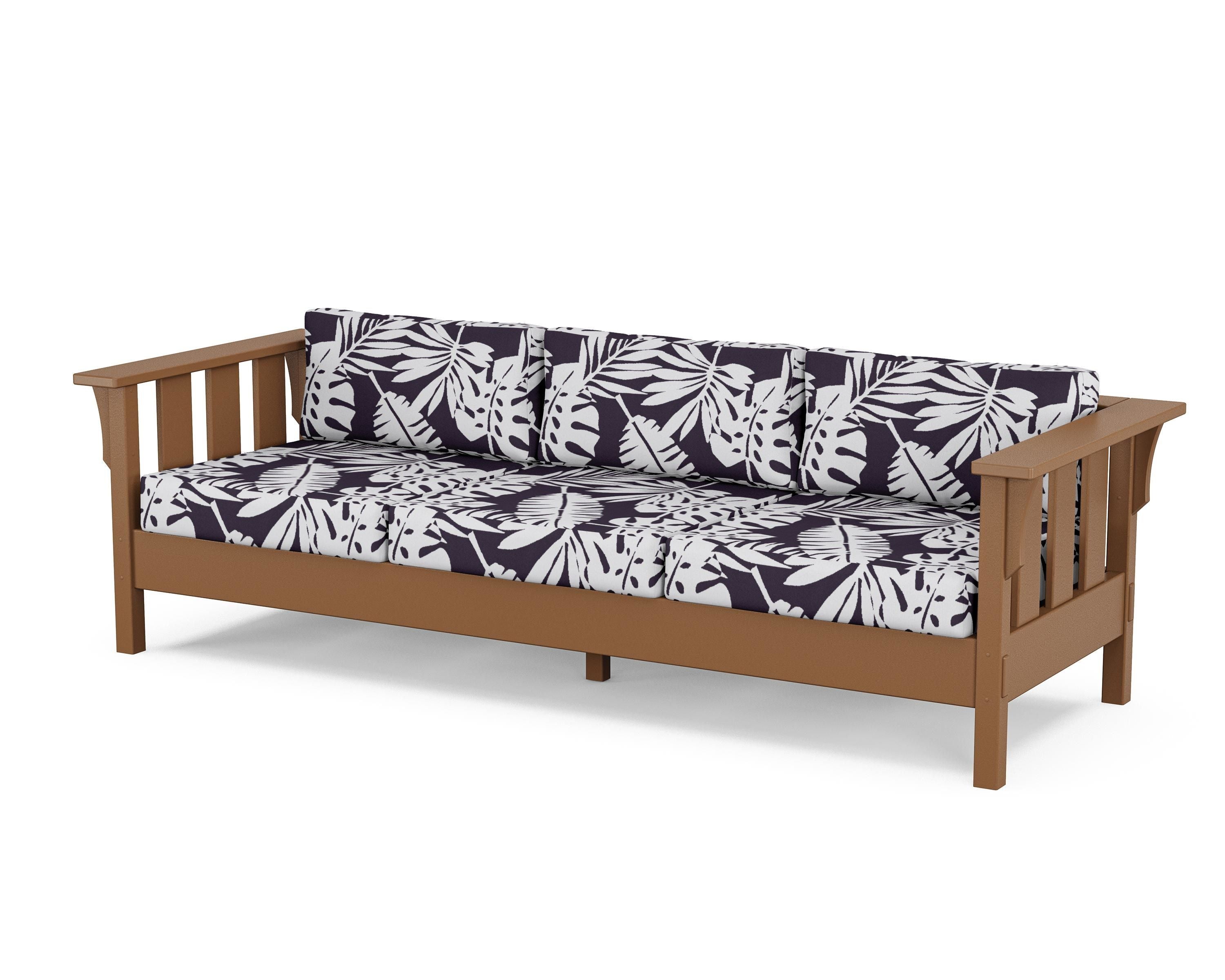 Martha Stewart by POLYWOOD® Acadia Deep Seating Sofa in Teak / Leaf Navy
