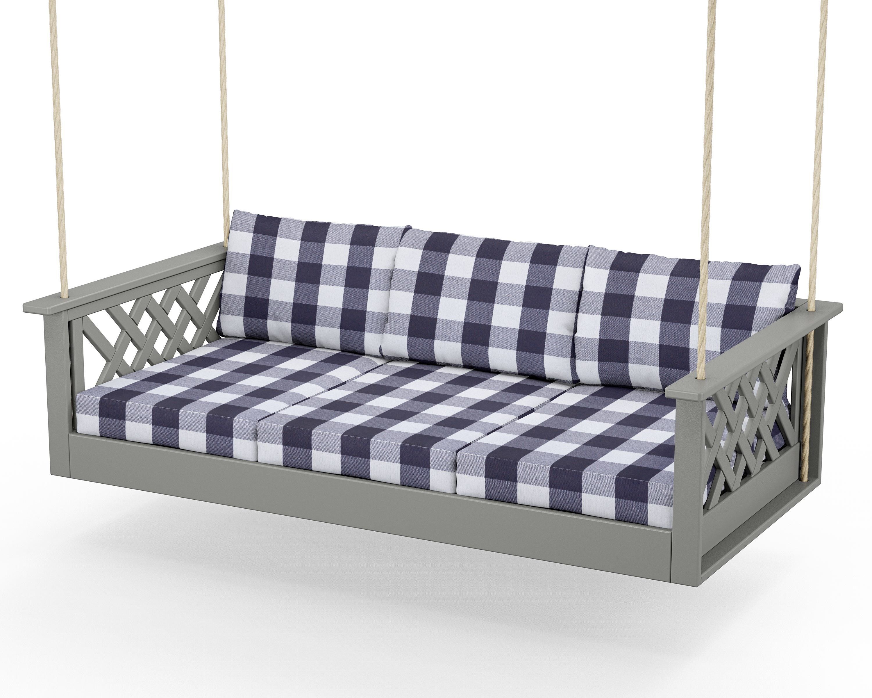Country Living Wovendale Daybed Swing in Slate Grey / Buffalo Plaid Navy