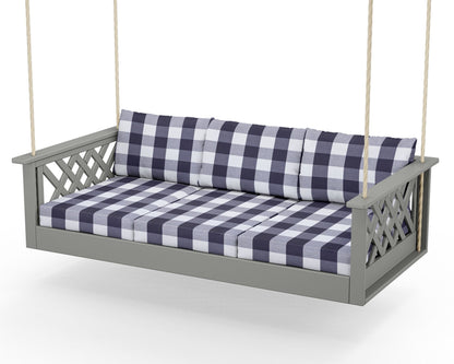 Country Living Wovendale Daybed Swing in Slate Grey / Buffalo Plaid Navy