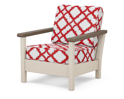 POLYWOOD® Harbour Deep Seating Chair in Sand / Kona / Trellis Crimson