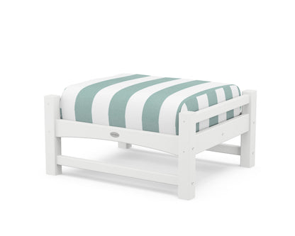 POLYWOOD® Club Ottoman in White / Cabana Stripe Glacier Spa