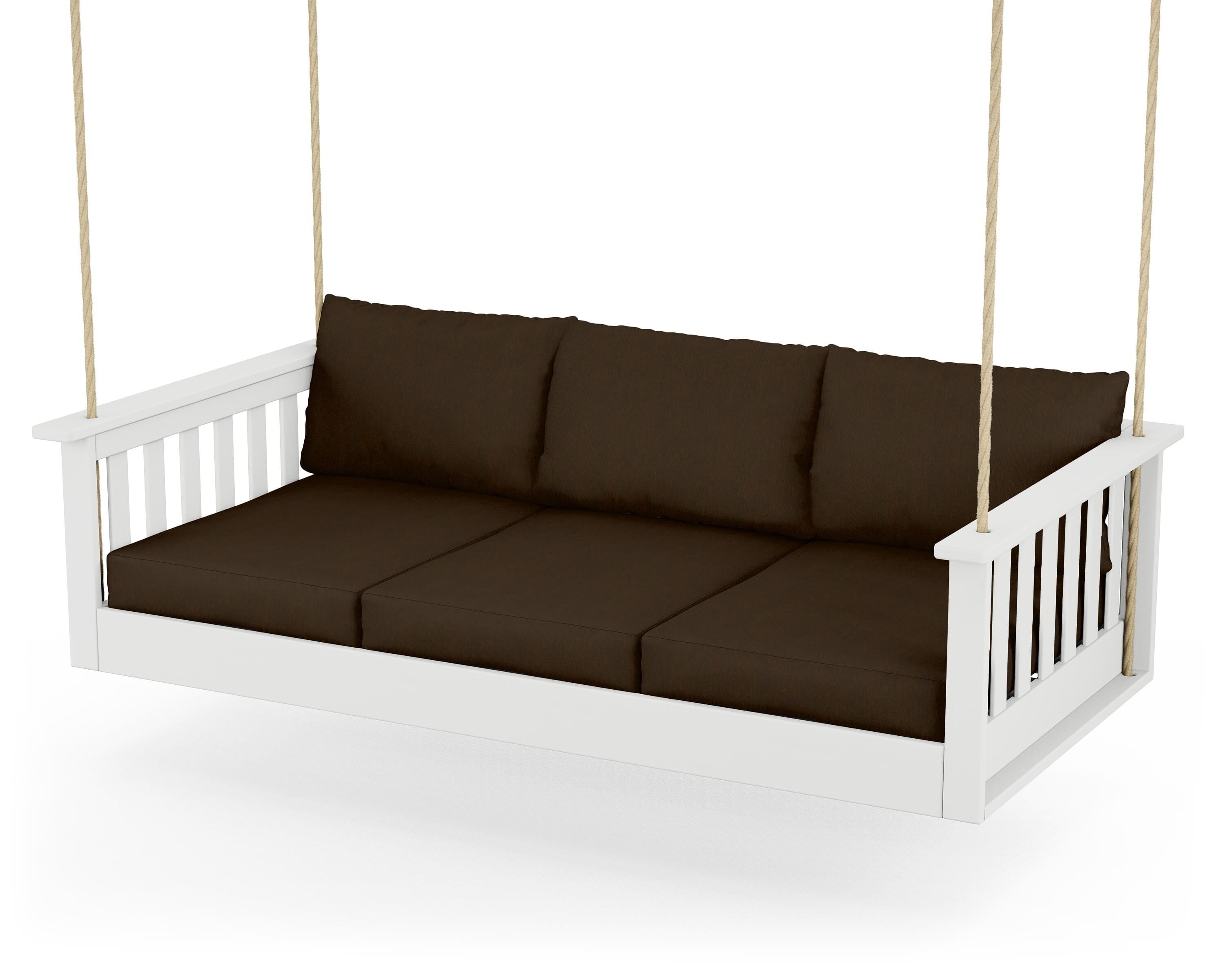 POLYWOOD® Vineyard Daybed Swing in White / Canvas Java