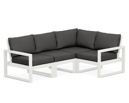 POLYWOOD® EDGE 4-Piece Modular Deep Seating Set in Vintage White / Spectrum Carbon