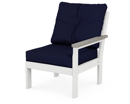 POLYWOOD® Vineyard Modular Right Arm Chair in White / Driftwood / Navy