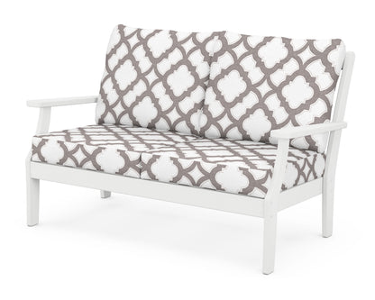 POLYWOOD® Braxton Deep Seating Loveseat in White / Trellis Grey Mist