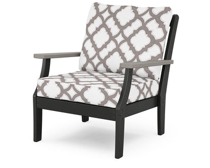 POLYWOOD® Braxton Deep Seating Chair in Black / Driftwood / Trellis Grey Mist