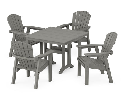 POLYWOOD® Seashell 5-Piece Farmhouse Dining Set With Trestle Legs in Slate Grey
