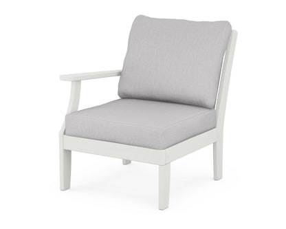 POLYWOOD® Braxton Modular Left Arm Chair in Vintage White / Granite