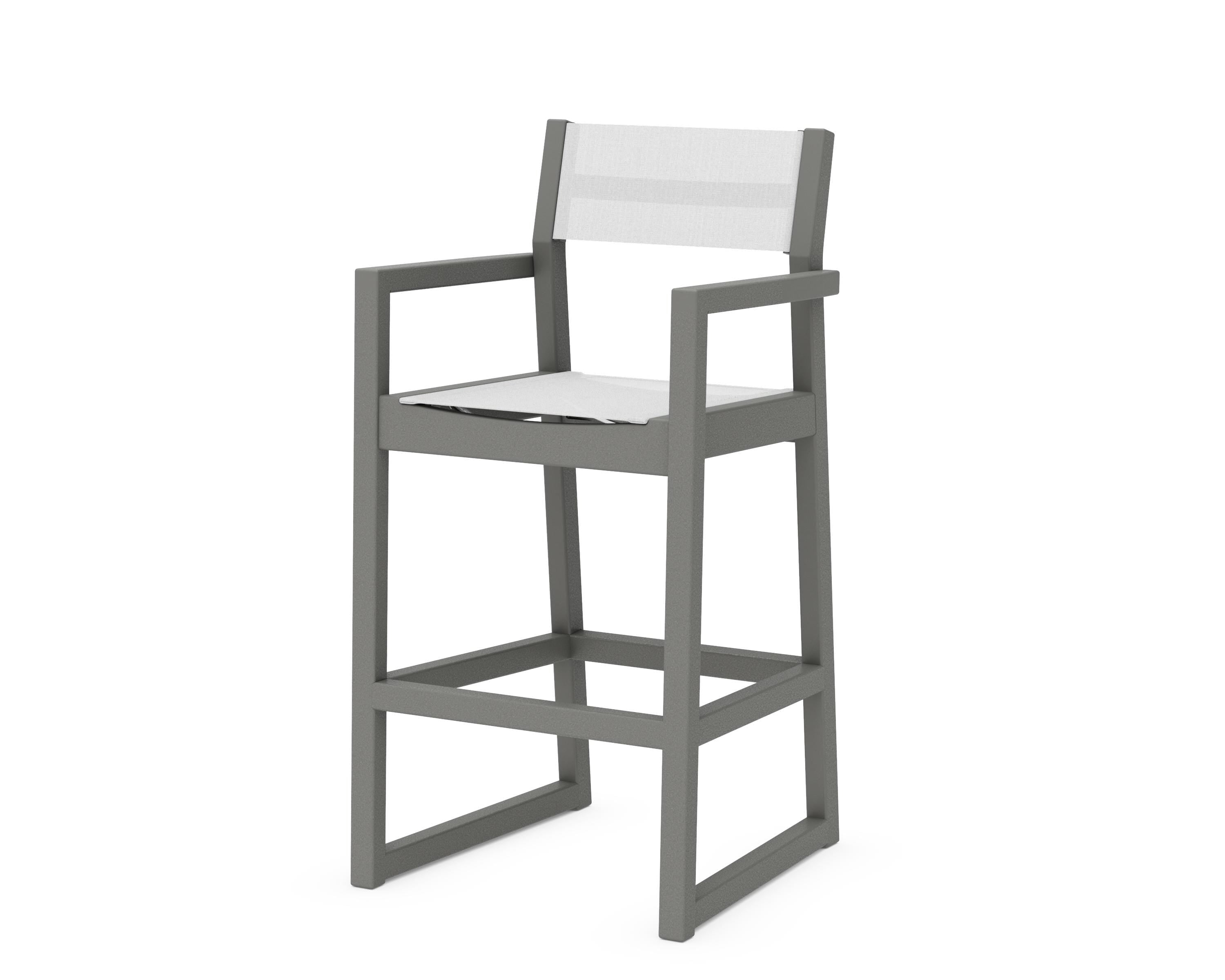 POLYWOOD® EDGE Sling Bar Arm Chair in Slate Grey / White Sling