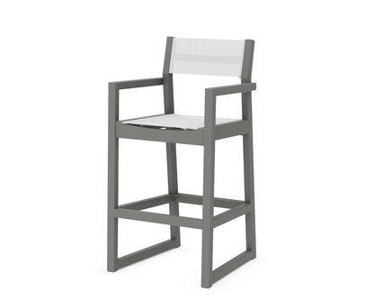 POLYWOOD® EDGE Sling Bar Arm Chair in Slate Grey / White Sling