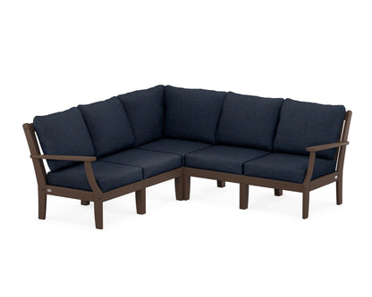 POLYWOOD® Braxton Modular 5-Piece Deep Seating Set in Mahogany / Marine Indigo