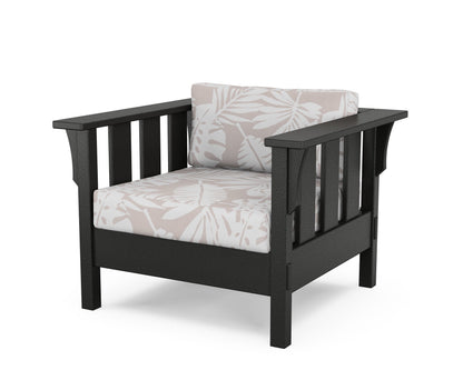 Martha Stewart by POLYWOOD® Acadia Deep Seating Chair in Black / Leaf Dune Burlap