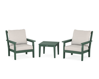 POLYWOOD® Chippendale 3-Piece Deep Seating Set in Green / Cast Ash
