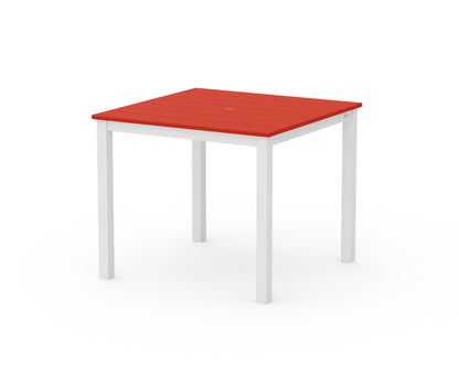 POLYWOOD® Main Street 36" x 36" Dining Table in White / Sunset Red