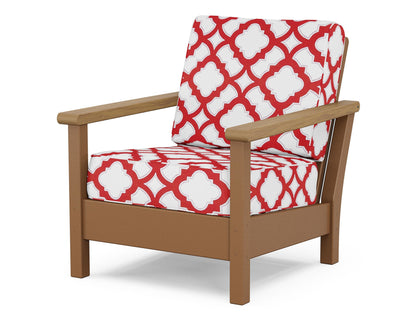POLYWOOD® Harbour Deep Seating Chair in Teak / Natural / Trellis Crimson
