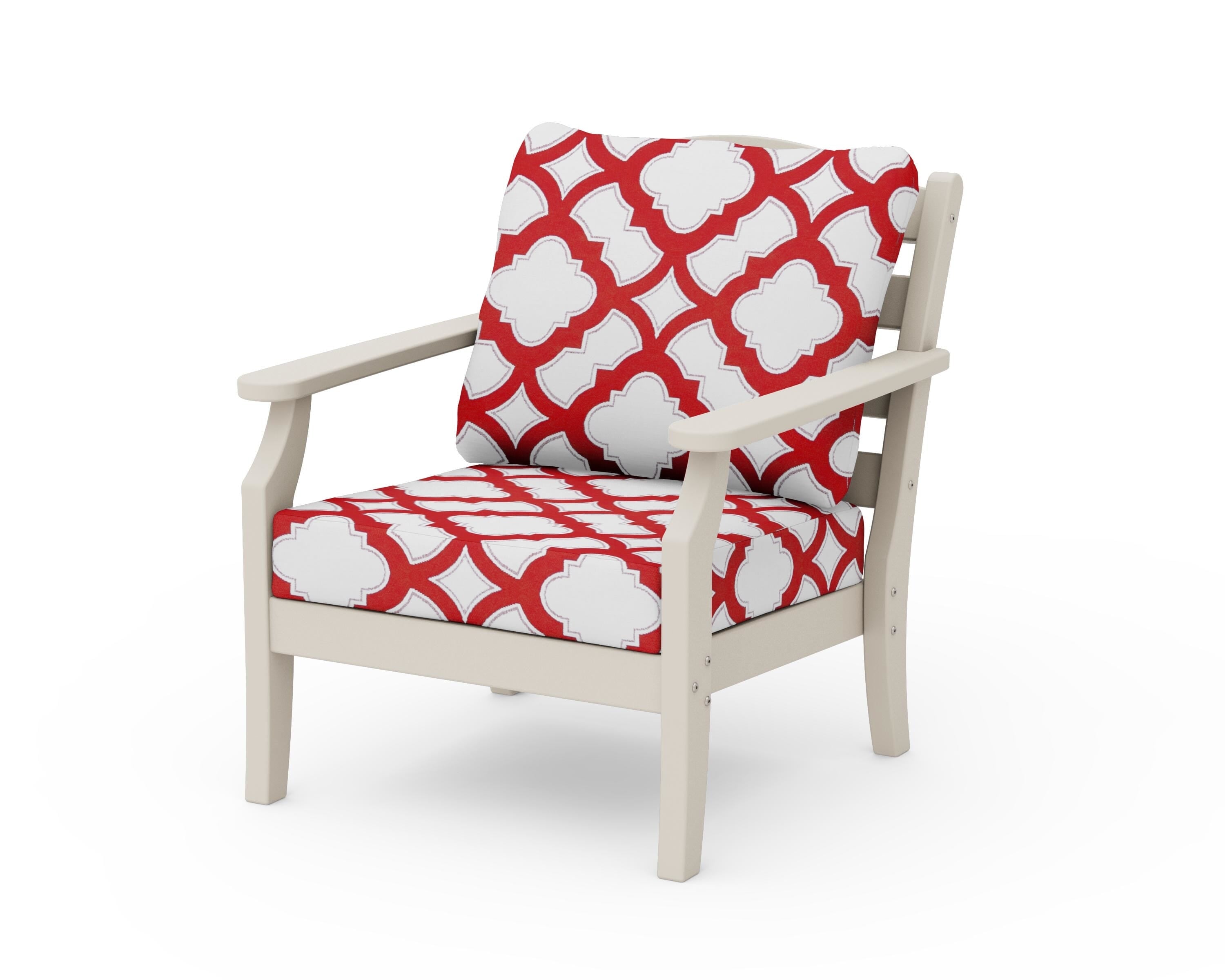 Draper James™ by  POLYWOOD® Savannah Deep Seating Chair in Sand / Trellis Crimson