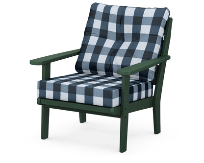 POLYWOOD® Lakeside Deep Seating Chair in Green / Buffalo Plaid Marine Indigo