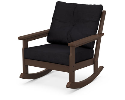 POLYWOOD® Vineyard Deep Seating Rocking Chair in Mahogany / Midnight Linen