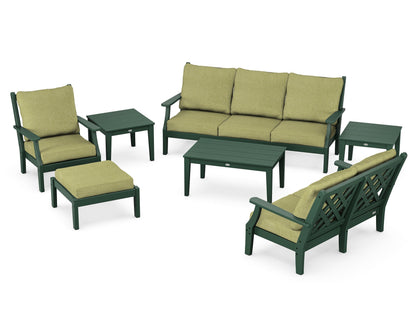 Country Living Wovendale 7-Piece Deep Seating Set in Green / Chartreuse Boucle