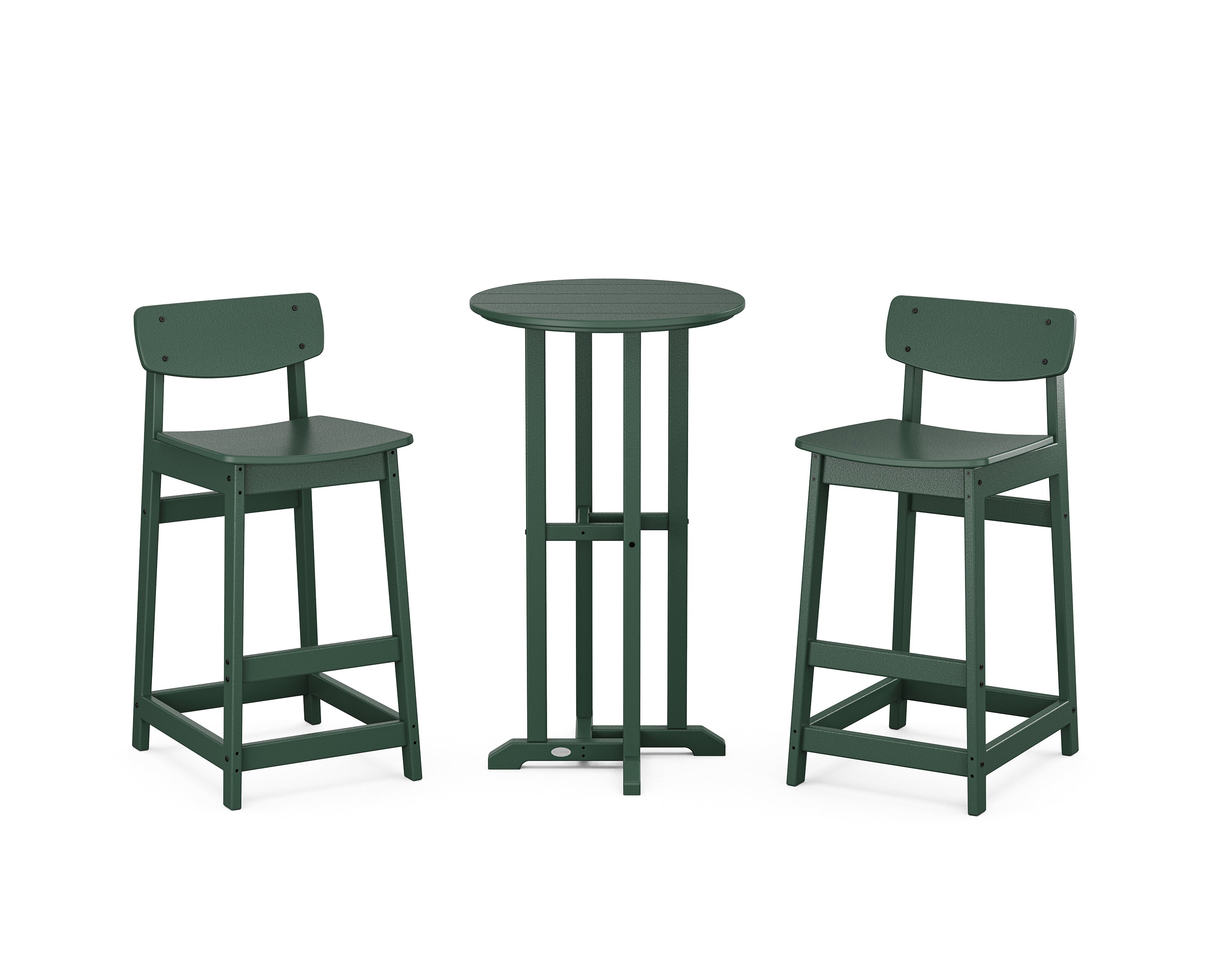 POLYWOOD® Modern Studio Urban Lowback Bar Chair 3-Piece Bistro Set in Green