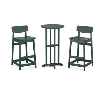 POLYWOOD® Modern Studio Urban Lowback Bar Chair 3-Piece Bistro Set in Green