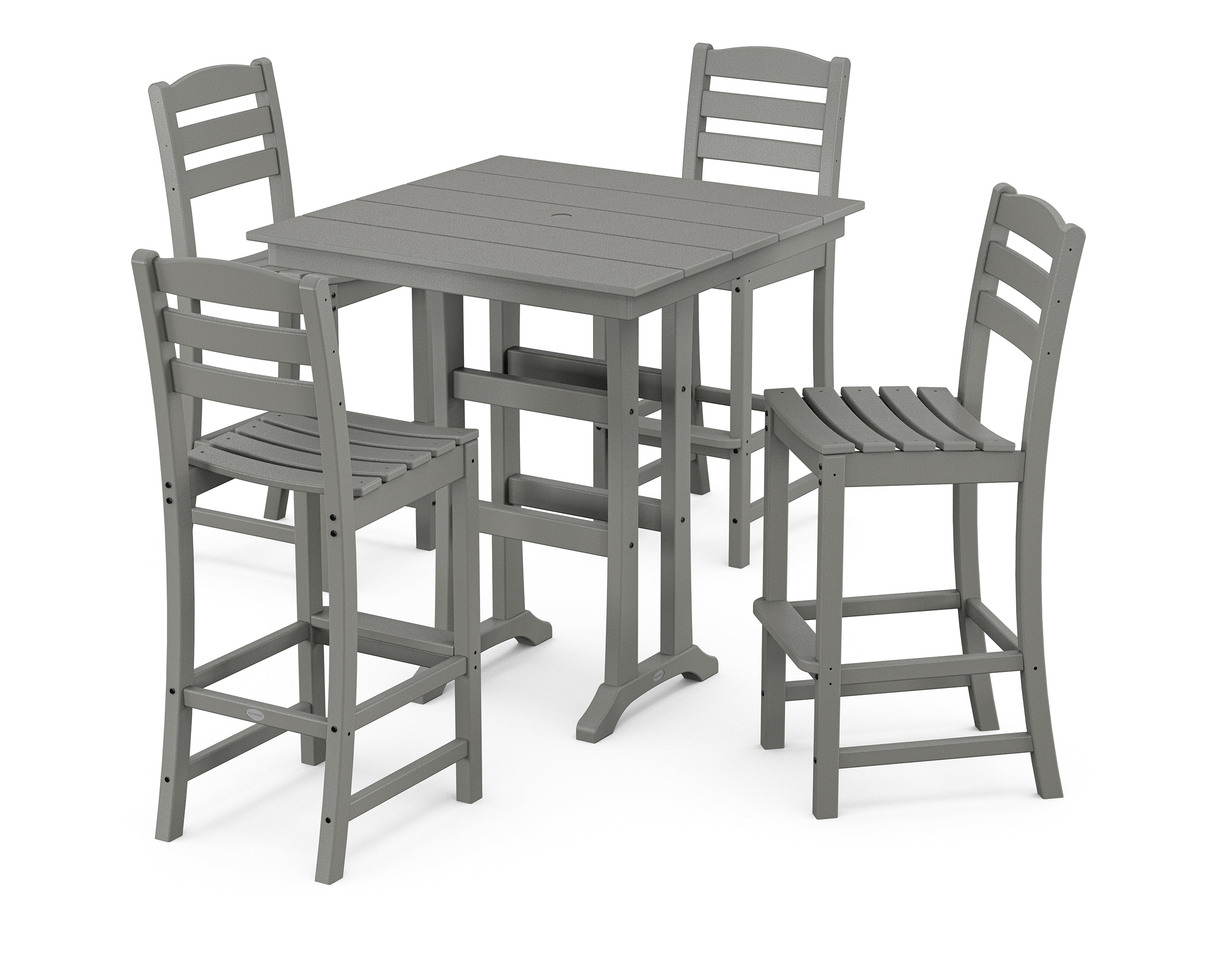 POLYWOOD® La Casa Café 5-Piece Farmhouse Trestle Bar Set in Slate Grey