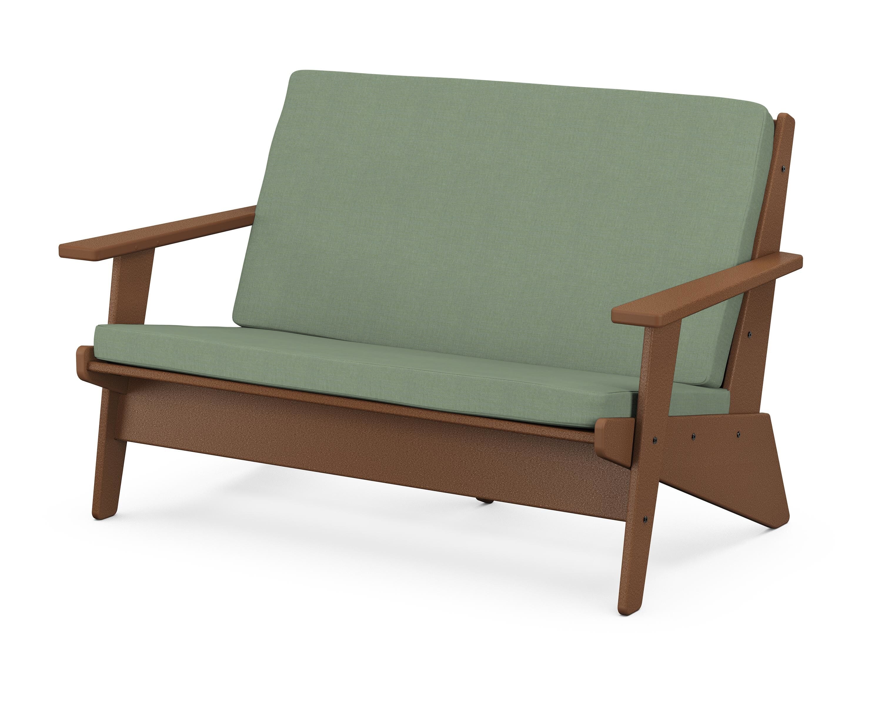 POLYWOOD® Riviera Modern Lounge Loveseat in Teak / Exhale Rainwashed