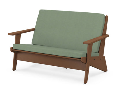 POLYWOOD® Riviera Modern Lounge Loveseat in Teak / Exhale Rainwashed