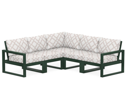 POLYWOOD® EDGE 5-Piece Modular Deep Seating Set in Green / Trellis Dune Burlap